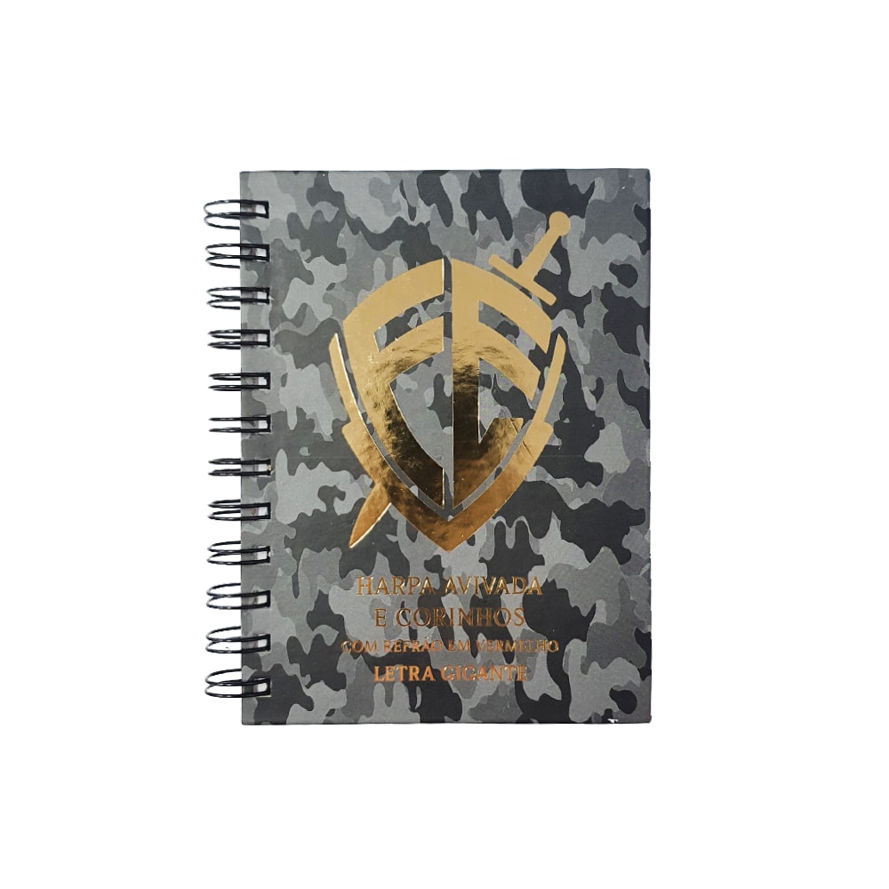 Harpa Avivada e Corinhos Médio | Letra Gigante | Capa Escudo Fé Camuflada Espiral