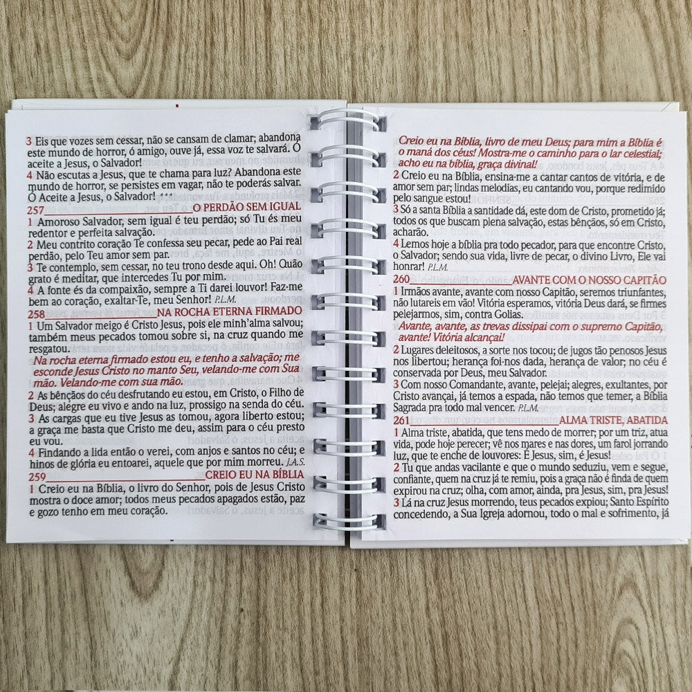 Harpa Avivada e Corinhos Médio | Letra Gigante | Capa Tradicional Branca Espiral