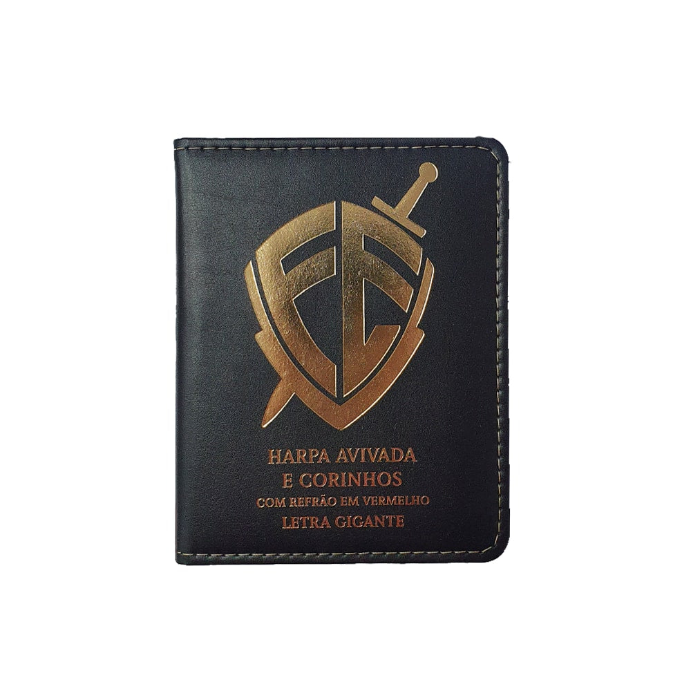 Harpa Avivada e Corinhos Médio | Letra Gigante | Escudo Fé Preta Capa Luxo