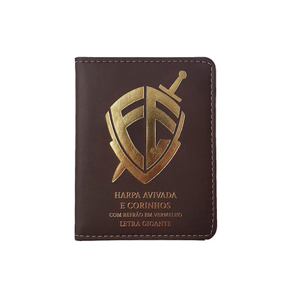 Harpa Avivada e Corinhos Médio | Letra Gigante | Escudo Fé Marrom Capa Luxo