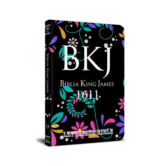 Bíblia King James 1611 Ultra Fina Lettering Bible | Letra Normal | Capa Floral