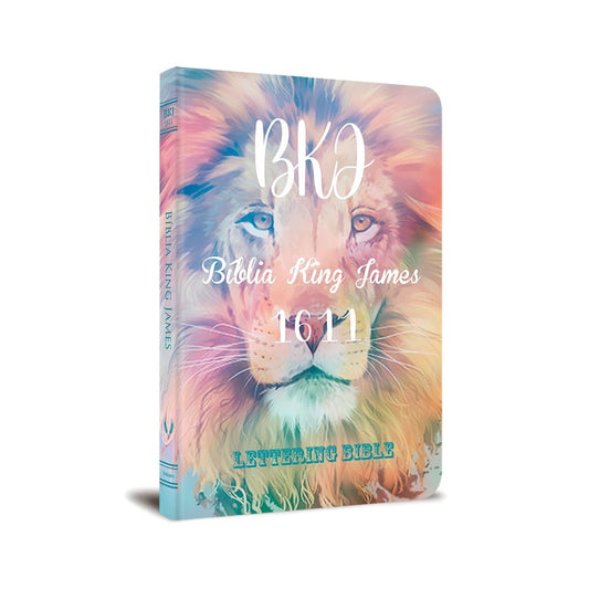 Bíblia King James 1611 Ultra Fina Lettering Bible | Letra Normal | Capa Leão Tie Dye