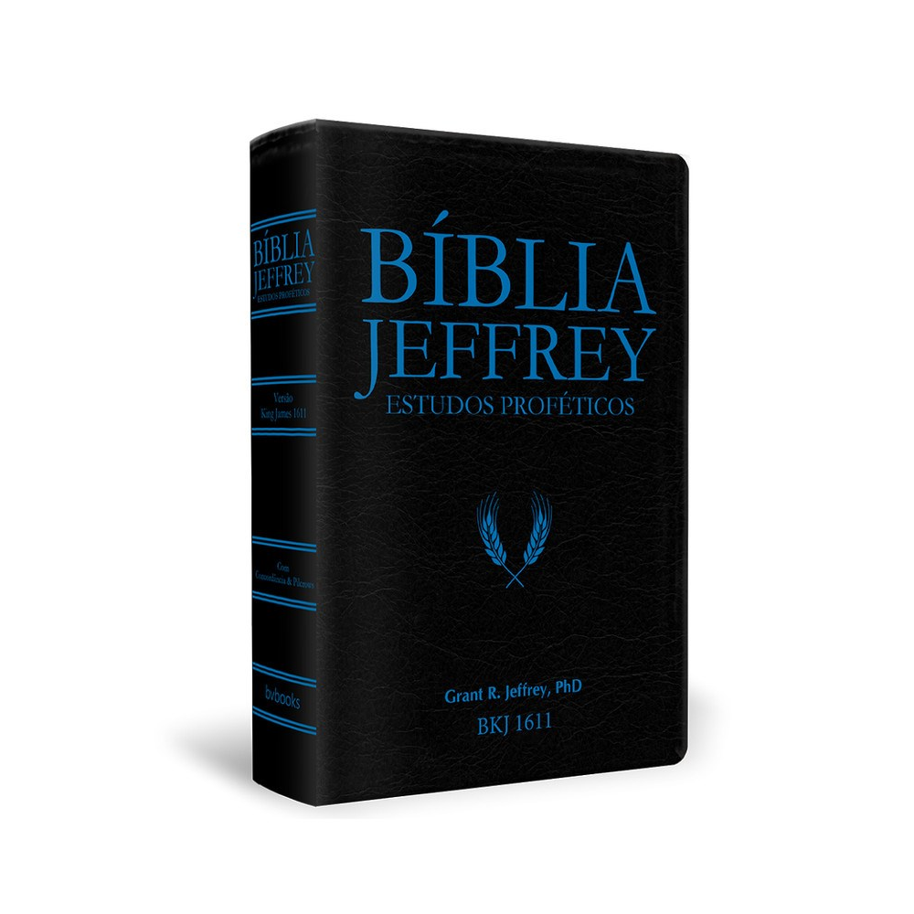 Bíblia Jeffrey de Estudos Proféticos King James | BKJ 1611 | Letra Normal | Capa Luxo Preta e Azul