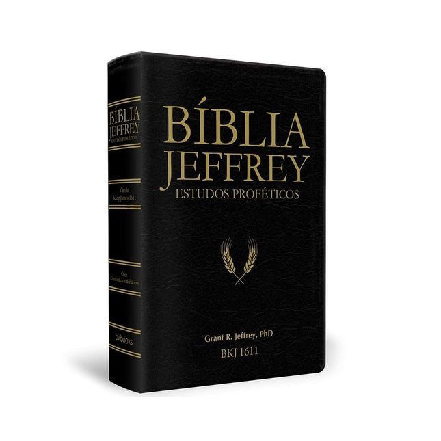 Bíblia Jeffrey de Estudos Proféticos King James | BKJ 1611 | Letra Normal | Capa Luxo Preto e Dourado