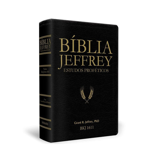 Bíblia Jeffrey de Estudos Proféticos King James | BKJ 1611 | Letra Normal | Capa Luxo Preto e Dourado