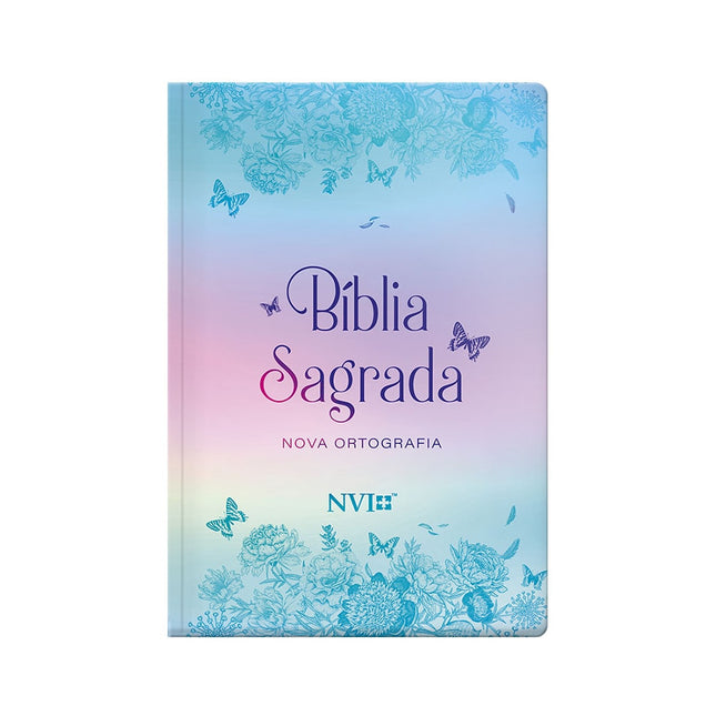 Bíblia Sagrada Borboletas | NVI | Letra Gigante | Semi-Luxo Cor Metalizado