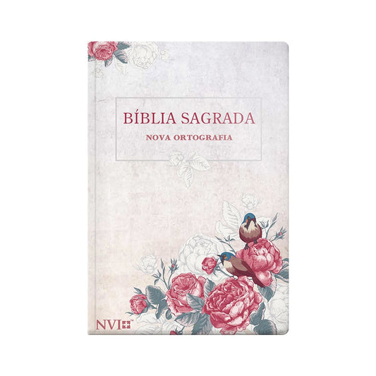 Bíblia Sagrada Rosas e Pássaros | NVI | Letra Gigante | Semi-Flexível Luxo