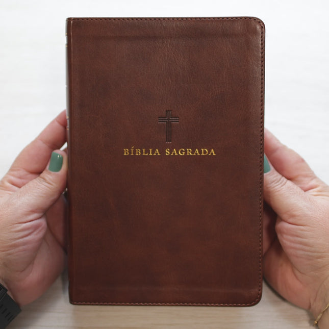 Bíblia Sagrada | ACF | Letra Grande | Couro Soft Marrom