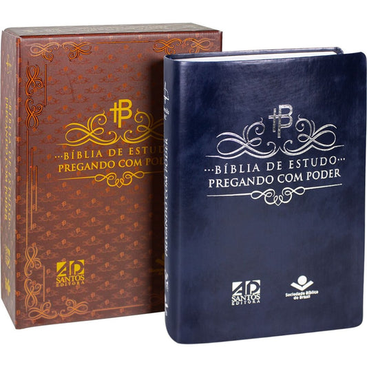 Bíblia de Estudo Pregando com Poder | ARC | Letra Normal | Capa Azul Nobre