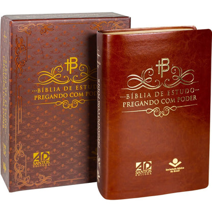 Bíblia de Estudo Pregando com Poder | ARC | Letra Normal | Capa Marrom