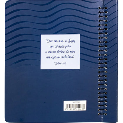 Bíblia Sagrada Jornada Espiral | NAA | Letra Normal | Capa Tipo Fichário Azul Escuro