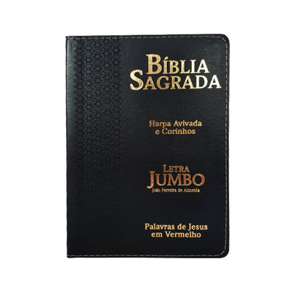 Bíblia Sagrada Letra Jumbo | ARC | Harpa Avivada e Corinhos | Capa PU Luxo Estrela Preta