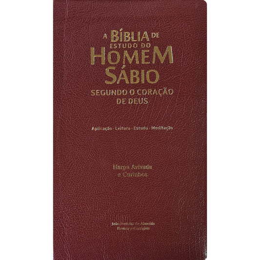 A Bíblia de Estudo do Homem Sábio | ARC | Letra Grande | Harpa Avivada e Corinhos | Capa Marrom
