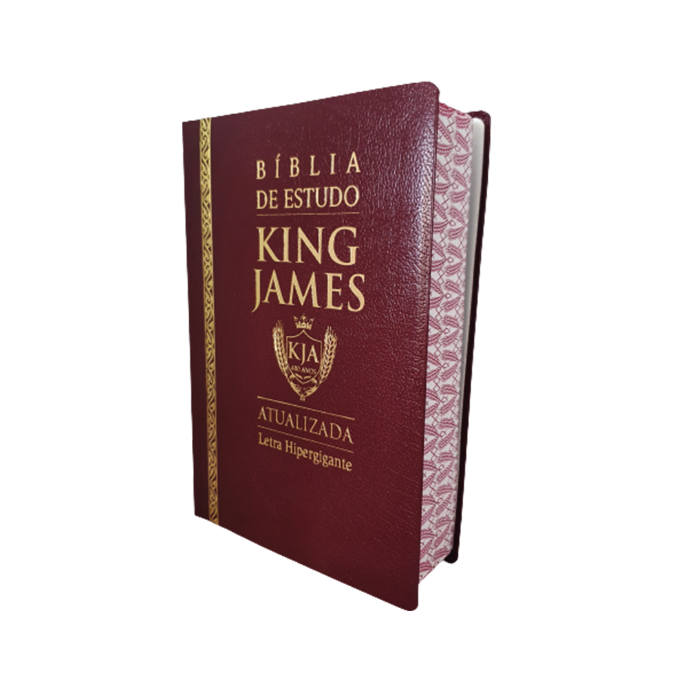 Bíblia de Estudo King James Atualizada | KJA | Letra Hipergigante | Capa Luxo Cover Book Bordô