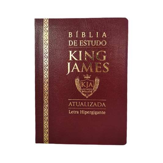 Bíblia de Estudo King James Atualizada | KJA | Letra Hipergigante | Capa Luxo Cover Book Bordô