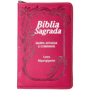 Bíblia Letra Hipergigante | Capa PU Zíper Com Índice | PINK