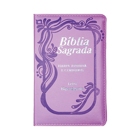 Bíblia Letra Hipergigante | Capa PU Zíper Com Índice | Lilás