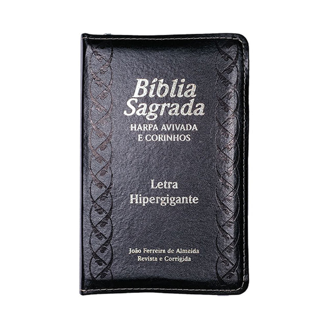 Bíblia Letra Hipergigante | Capa PU Zíper Com Índice | Preta