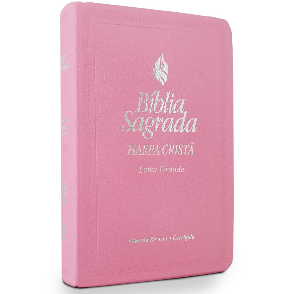 Bíblia Sagrada | ARC | Letra Grande | Harpa Cristã | Capa Rosa