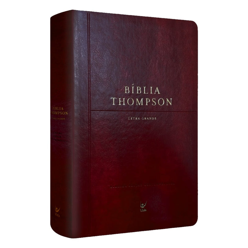 Bíblia Thompson de Estudo | AEC | Letra Grande C/ Índice | Capa Luxo Vinho