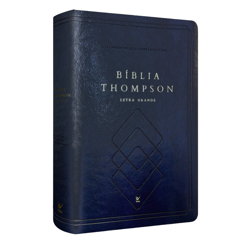 Bíblia Thompson de Estudo | AEC | Letra Grande C/ Índice | Capa Luxo Azul