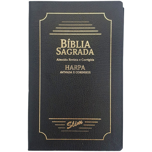 Bíblia Sagrada Slim | ARC | Harpa Avivada | Letra Normal | Capa Coverbook Preta