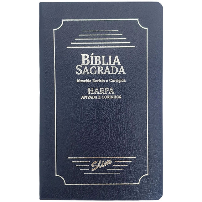 Bíblia Sagrada Slim | ARC | Harpa Avivada | Letra Normal | Capa Coverbook Azul