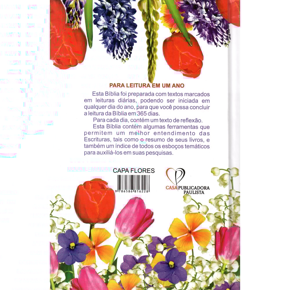 Bíblia com 365 Reflexões e Plano de Leitura | ARC | Hipergigante | Capa Dura Flores