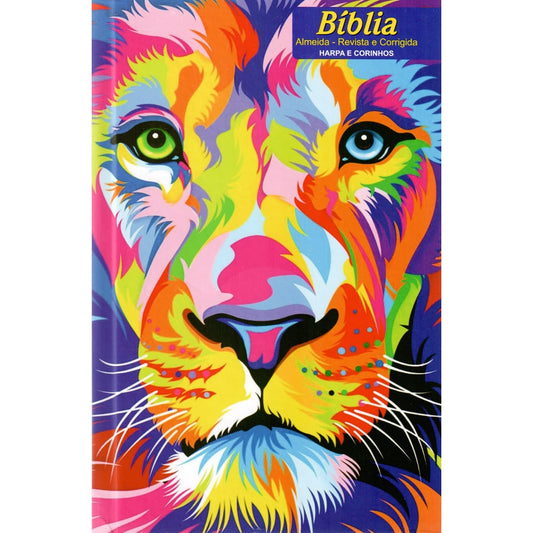 Bíblia Leão Aquarela | ARC | Letra Normal | Harpa e Corinhos | Capa Dura