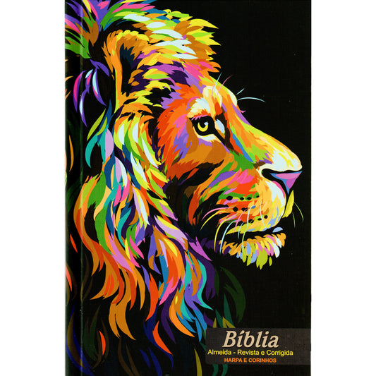 Bíblia Leão Pintura | ARC | Letra Normal | Harpa e Corinhos | Capa Dura