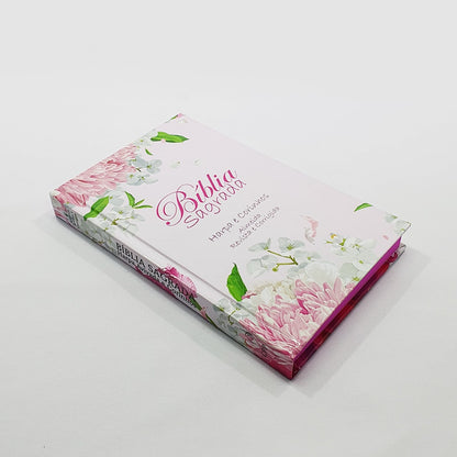 Bíblia Floral Dália Feminina | ARC | Letra Normal | Harpa e Corinhos | Capa Dura