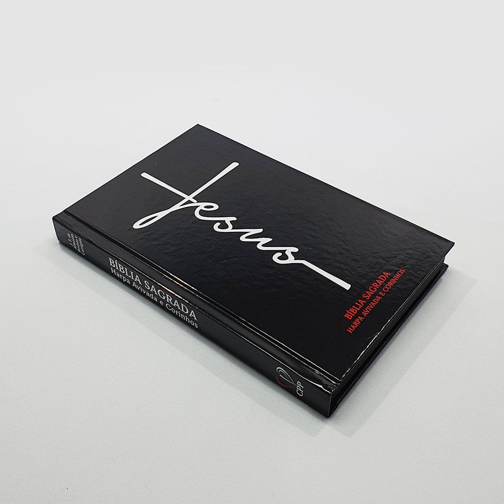 Bíblia Jesus Preta | ARC | Letra Normal | Harpa e Corinhos | Capa Dura