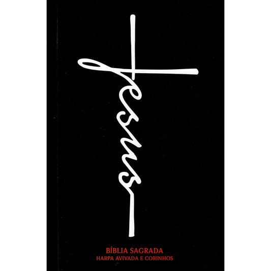 Bíblia Jesus Preta | ARC | Letra Normal | Harpa e Corinhos | Capa Dura