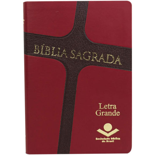 Bíblia Sagrada | NAA | Letra Grande  | Capa Vermelha e Marrom Luxo