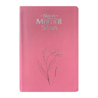 Bíblia de Estudo da Mulher Sábia | ARC | Harpa Avivada | Capa Magnólia Rosa
