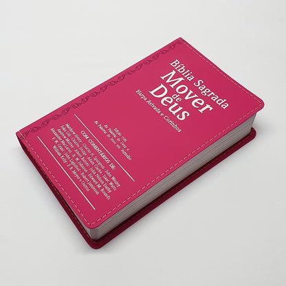 Bíblia Mover de Deus | ARC | Letra Grande | Harpa Avivada e Corinhos | Capa PU Pink