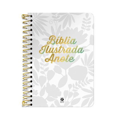 Bíblia Ilustrada Anote Tela Branca | NVT | Letra Normal | Capa Dura Espiral