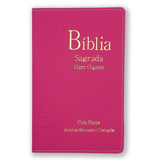 Bíblia Sagrada Harpa Avivada e Corinhos  | ARC | Letra Hipergigante | Índice |  Luxo Pink.