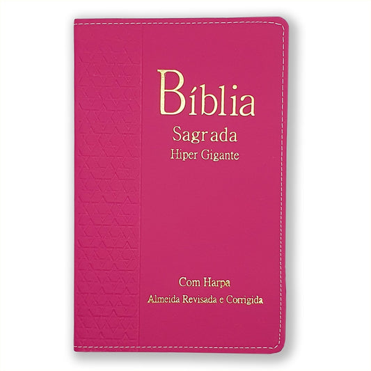 Bíblia Sagrada Harpa Avivada e Corinhos  | ARC | Letra Hipergigante | Índice |  Luxo Pink.