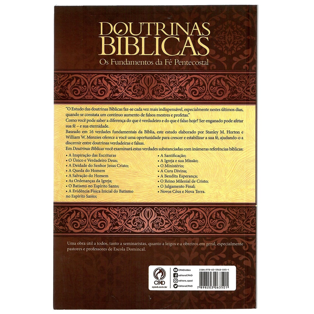 Doutrinas Bíblicas | Stanley M Horton e Willian W Menzies