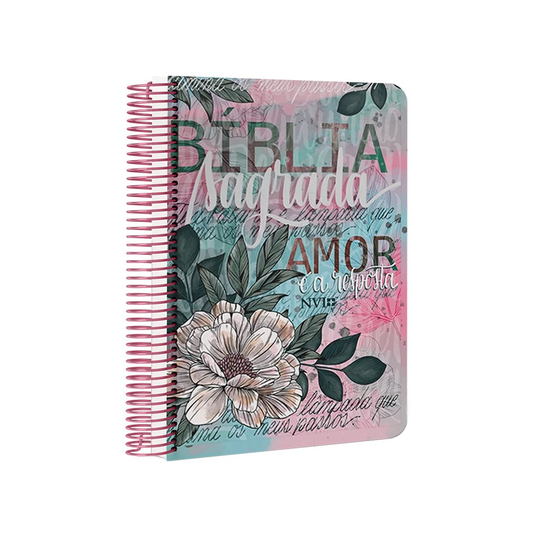Bíblia Anote Espiral Flor Artística | NVI | Letra Normal | Com Espaço Para Anotações