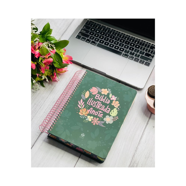 Bíblia Ilustrada Anote Cores e Flores | NVT | Letra Normal | Capa Dura Espiral