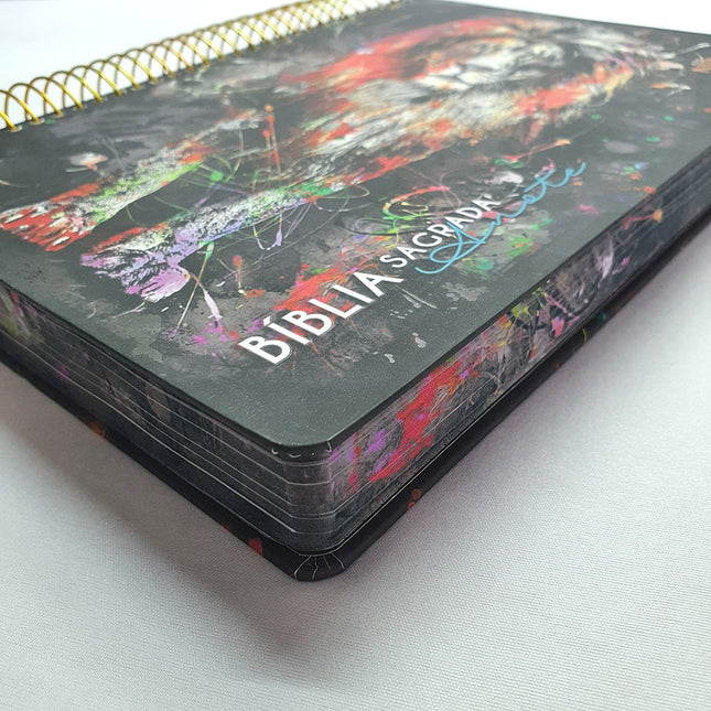 Bíblia Anote Espiral Leão Grafite | NVI | Letra Normal | Com Espaço Para Anotações