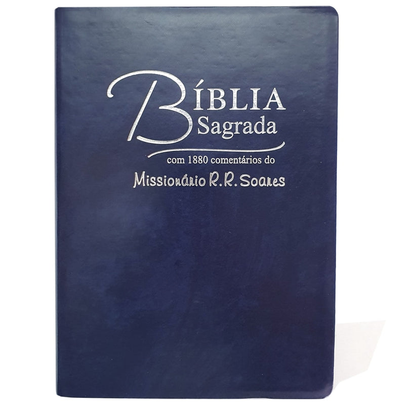 Bíblia Sagrada Comentada Missionário R R Soares | ARC |Letra Grande | Capa Luxo Azul