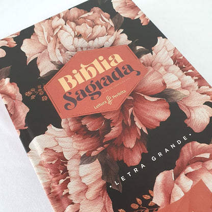Bíblia Peônias Rosadas | Leitura Perfeita | ACF | Letra Grande | Capa Dura