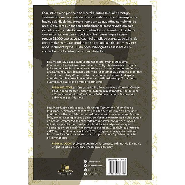 Crítica Textual do Antigo Testamento | Ellis R Brotzman e Eric J Tully