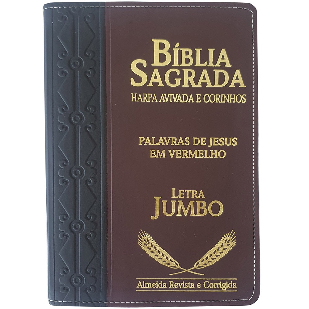 Bíblia Sagrada Harpa Avivada e Corinhos | ARC | Letra Jumbo | Índice | Bicolor Preta e Marrom