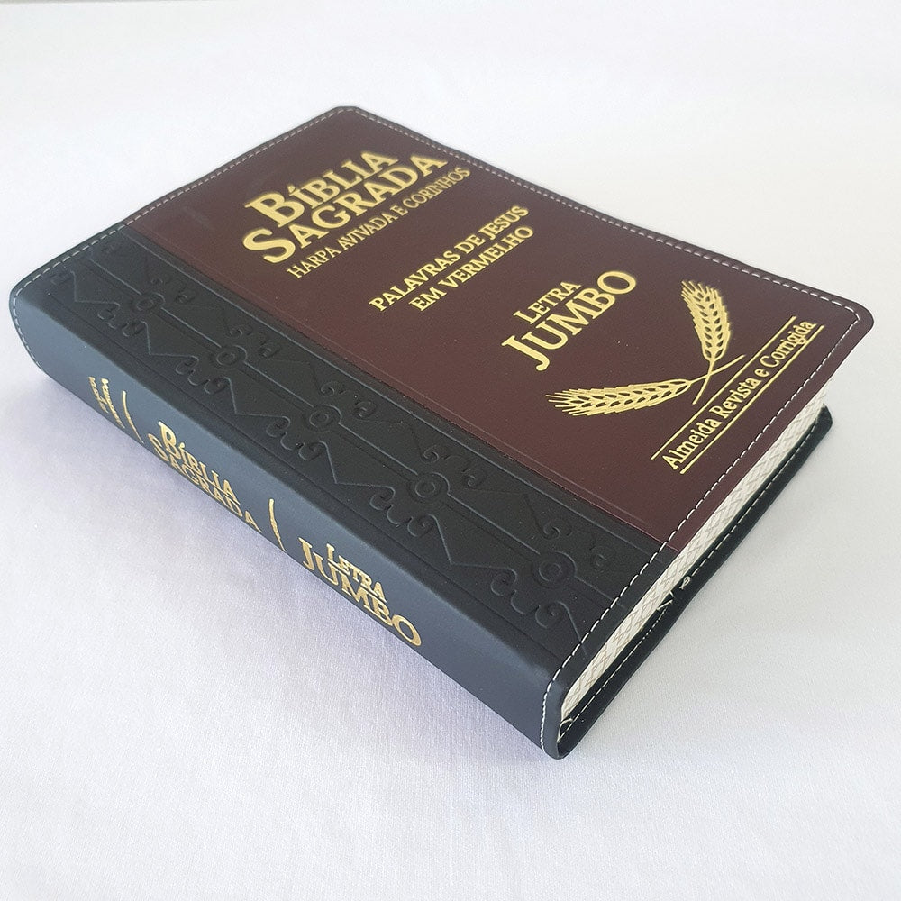 Bíblia Sagrada Harpa Avivada e Corinhos | ARC | Letra Jumbo | Índice | Bicolor Preta e Vinho