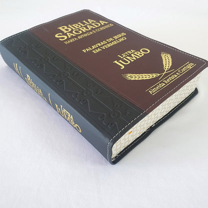 Bíblia Sagrada Harpa Avivada e Corinhos | ARC | Letra Jumbo | Índice | Bicolor Preta e Vinho