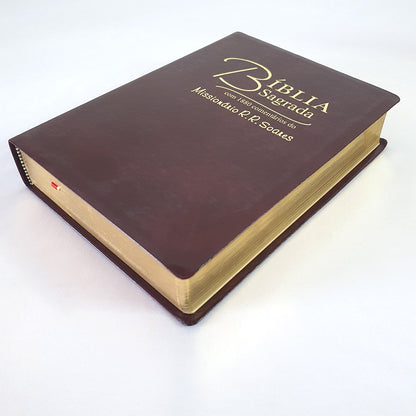 Bíblia Sagrada Comentada Missionário R R Soares | ARC |Letra Grande | Capa Luxo Vinho